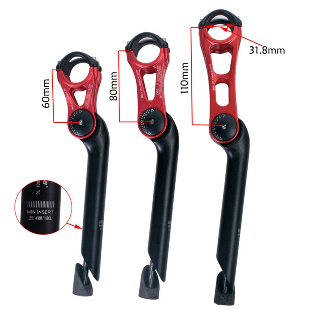 Bicycle Adjustable Angle Stem Quill Stem MTB Road Raise Handlebar 60 80 110mm Front Fork Adapter Bike Part Cycling Accessory
