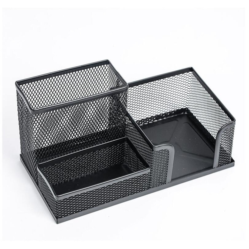 20x10x10cm Mesh Desk Organizer Office Supplies Caddy Combination Pen Holder Card Case Organizer Storage Box Black: Default Title