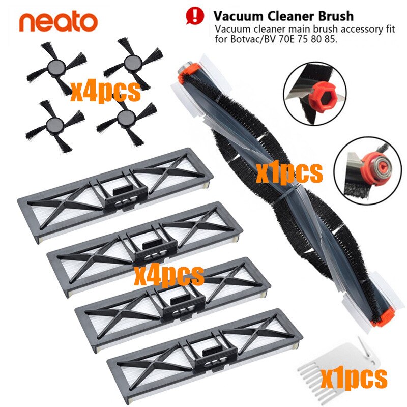 Combo Pinsel Klinge Pinsel Hepa-Filter Seite Pinsel Zubehör Ersatz Für Neato Botvac 70e 75 80 85 Staubsauger teile: 10P