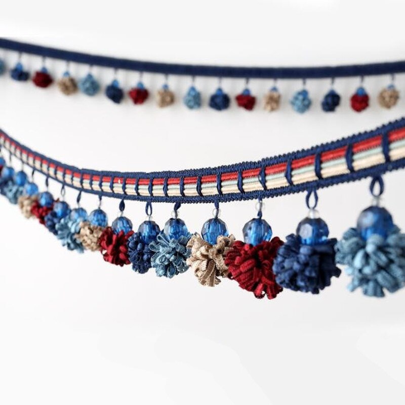 1M Pom Pom Trim Ball Fringe Lint Gordijn Kant Stof Pompom Ballen Kwastje Franjes Trim Kralen Diy Kant Ambachten naaien Accessoires
