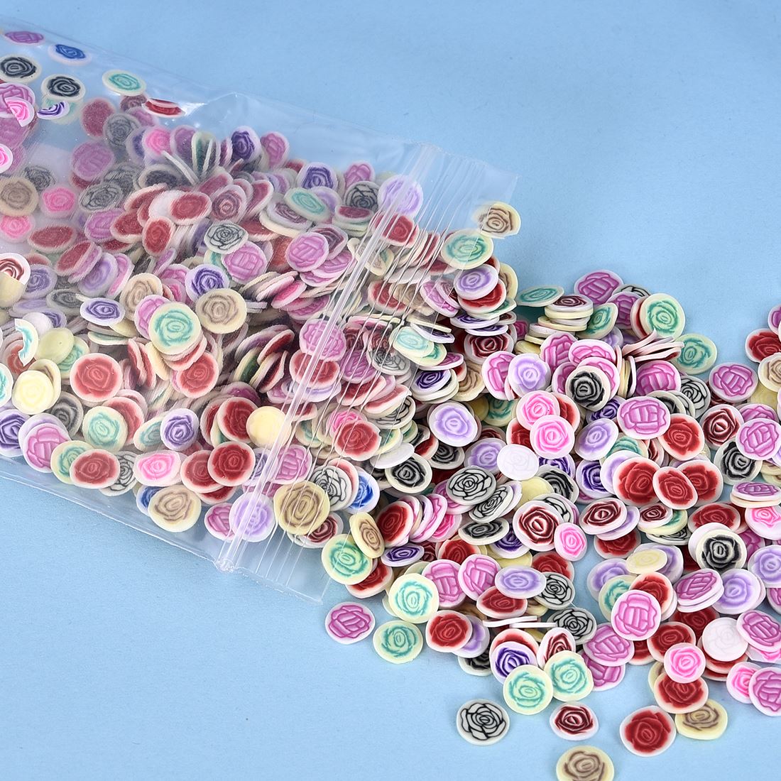 1000 Stks/pak Fruit Klei Hars Vullen Blad Bloemen Patroon Kleurrijke Gemengde Filler Voor Diy Epoxyhars Sieraden Nail Art Decoratie: 03-rose