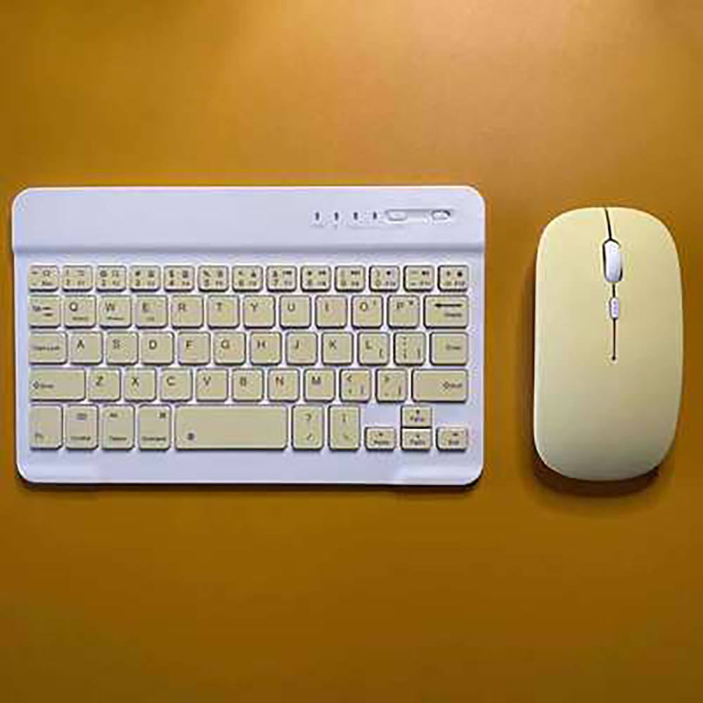 Mobile Phone Tablet Computer Wireless Keyboards And Mouse Set Can Be used as IOS Android Windows universal keyboard: 10 inch yellow