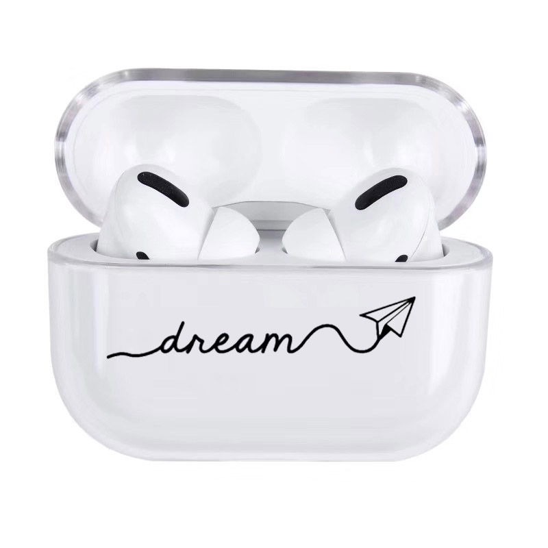 DHL Buchstaben Harte Fall Für Apple Airpods 3 Abdeckung Luxus Transparent Kopfhörer Fall Einfache Cartoon Headset Box Für airpod Pro capa