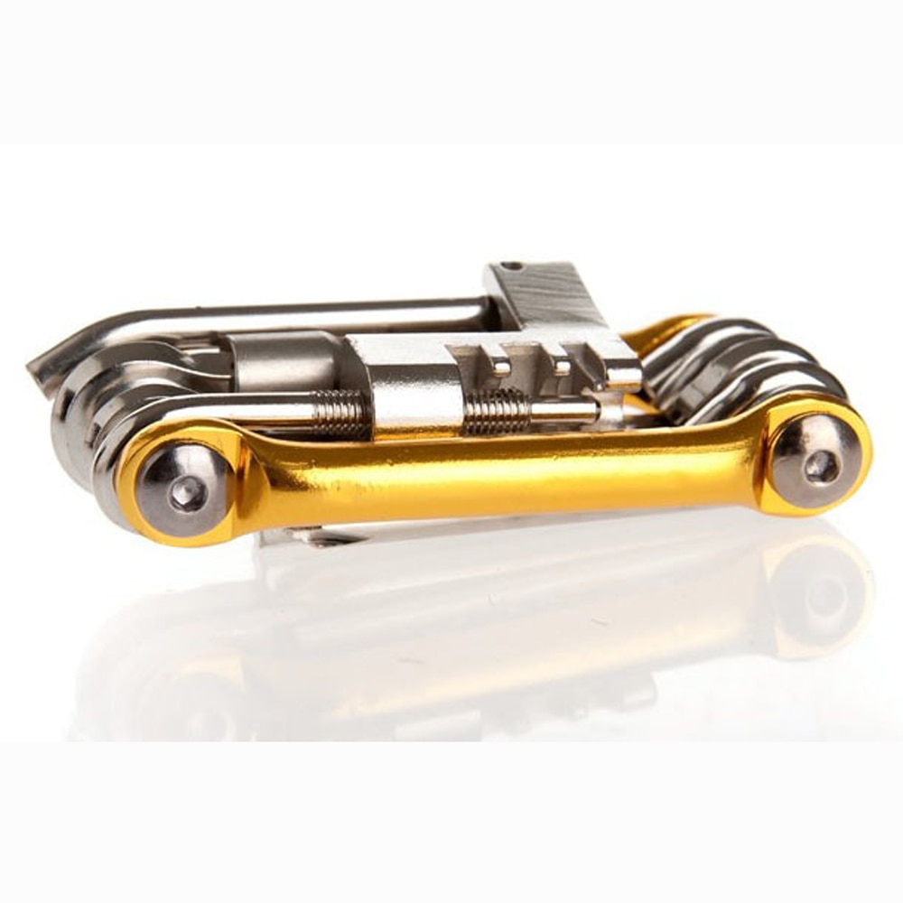 Juego de herramientas de reparación de bicicletas 15 en 1 Herramienta de reparación de bicicletas Kit llave destornillador Cadena de acero de carbono bicicleta herramienta multifunción