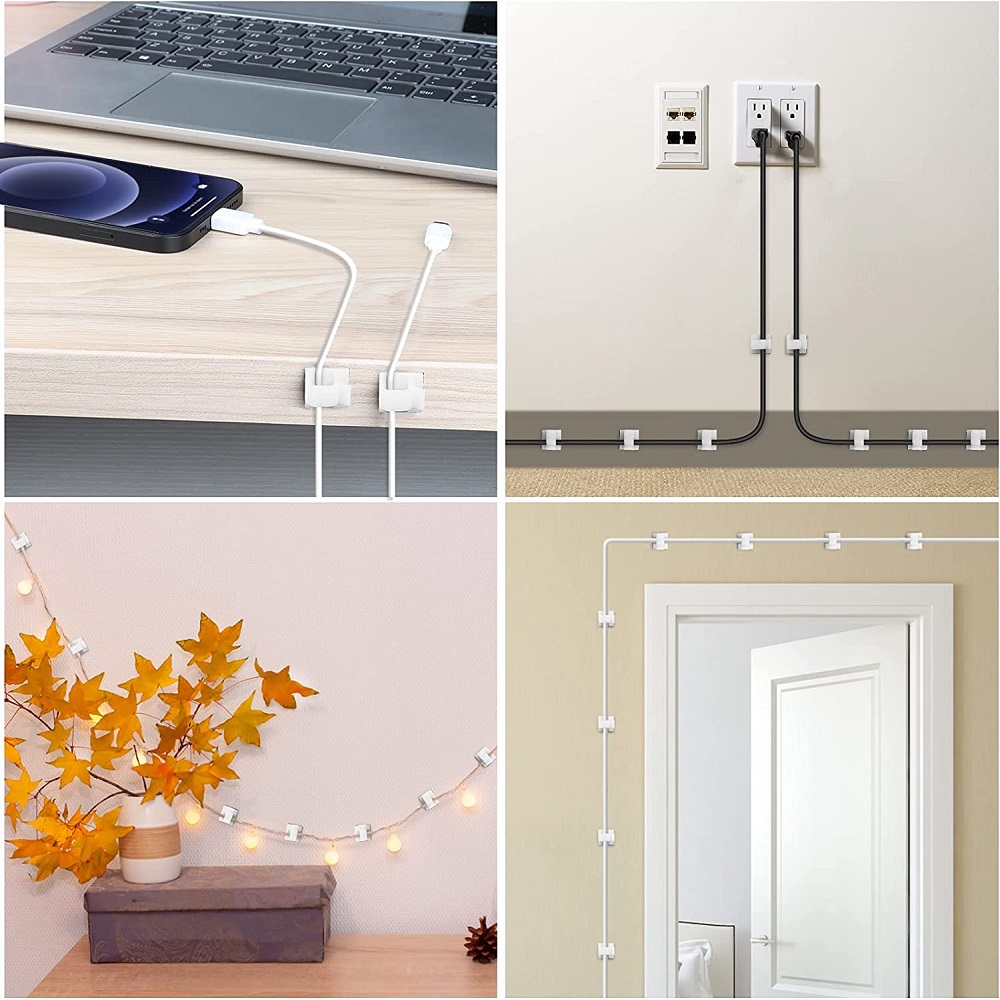 10 PCS Self-Adhesive Cable Organizer Clips Upgraded Wall Wire Clips for Cable Management For Under Desk Ethernet Electric Wires
