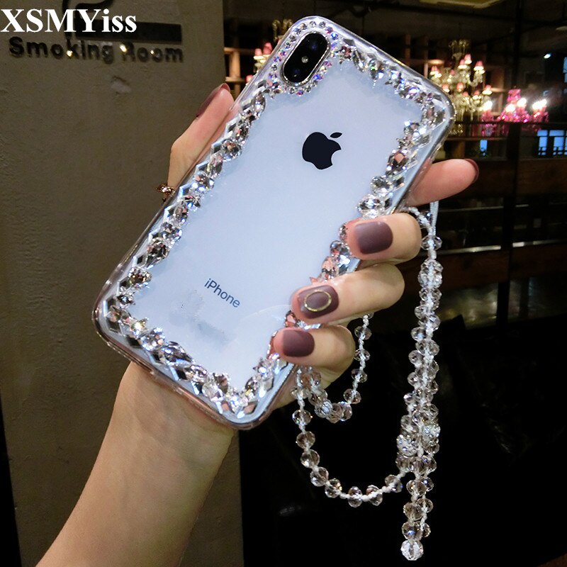 XSMYiss Strass Klar fallen Für iPhone 11 Profi Max 7 8 6 6S Plus 5S SE X XR XS MAX Transparente Abdeckung Für iPhone XS MAX Fällen