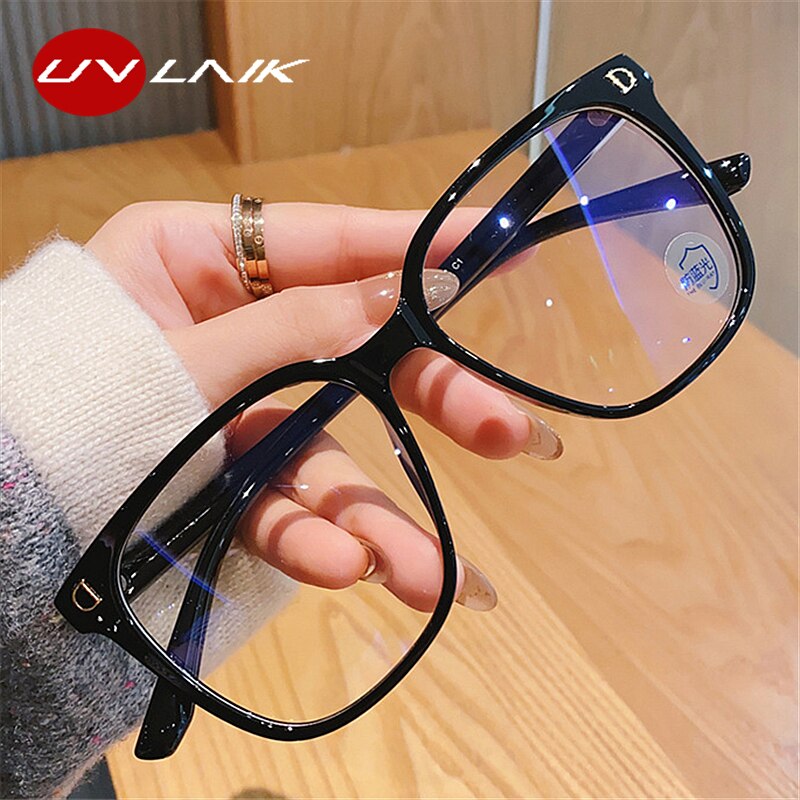UVLAIK Transparent Computer Glasses Frame Women Men Anti Blue Light Round Eyewear Blocking Glasses Optical Spectacle Eyeglass