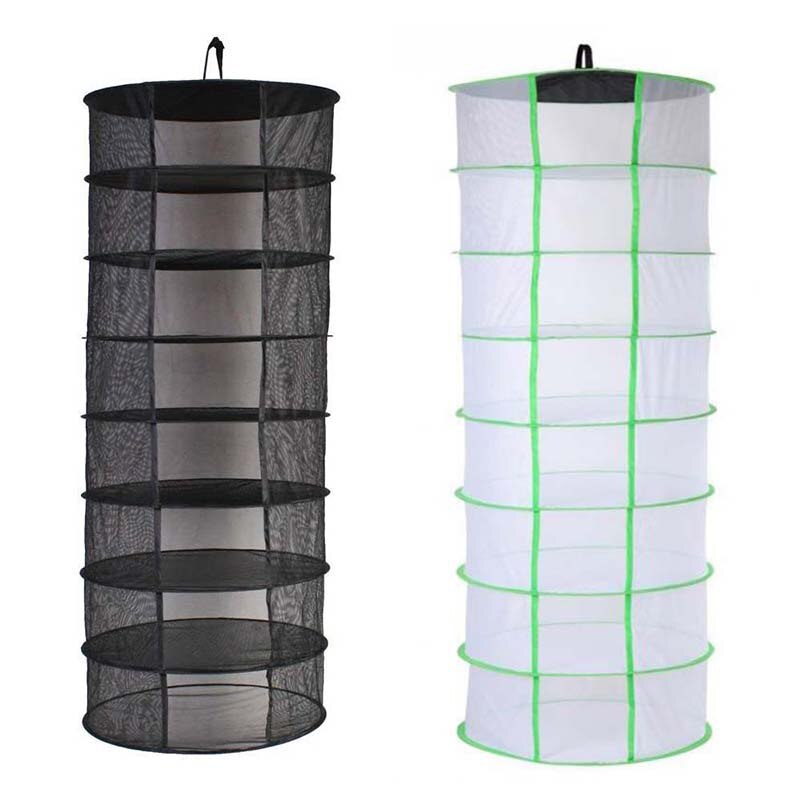 8 Layers Dry Net Herb Herbal Rack for Buds Compartments Foldable Hanging Flowers Hydroponic Plant 8(black): Default Title