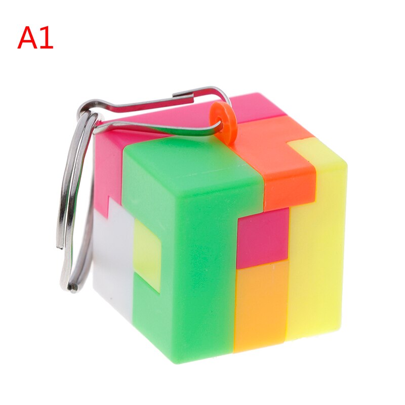 Porte-clés magique Cube autocollant moins torsion puzzle Cube jouet Smart porte-clés sac décoration mignon: A1