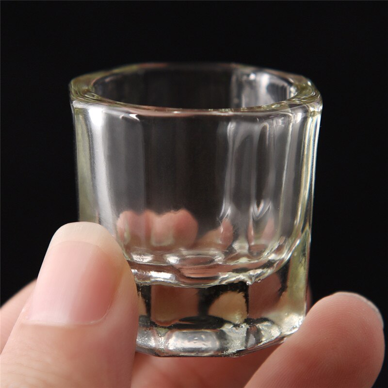 Kristallglas akryl pulver dappen skål akryl flytande glas kopp för akryl nail art klar vit färg transparent kit