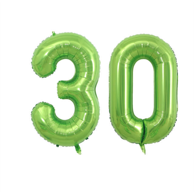 2pcs 32/40 inch Happy 30 Birthday Foil Balloons Red Pink Blue Silve Number 30th Years Old Party Decorations Anniversary Supplies: green / 40inch