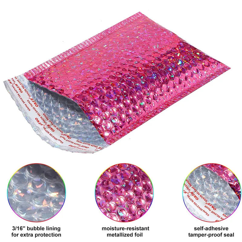 100 rose-patterned bubble mailers, bags for shipping bags, bubble envelopes, padded packaging, waterproof packaging bags, thickened shipping bags