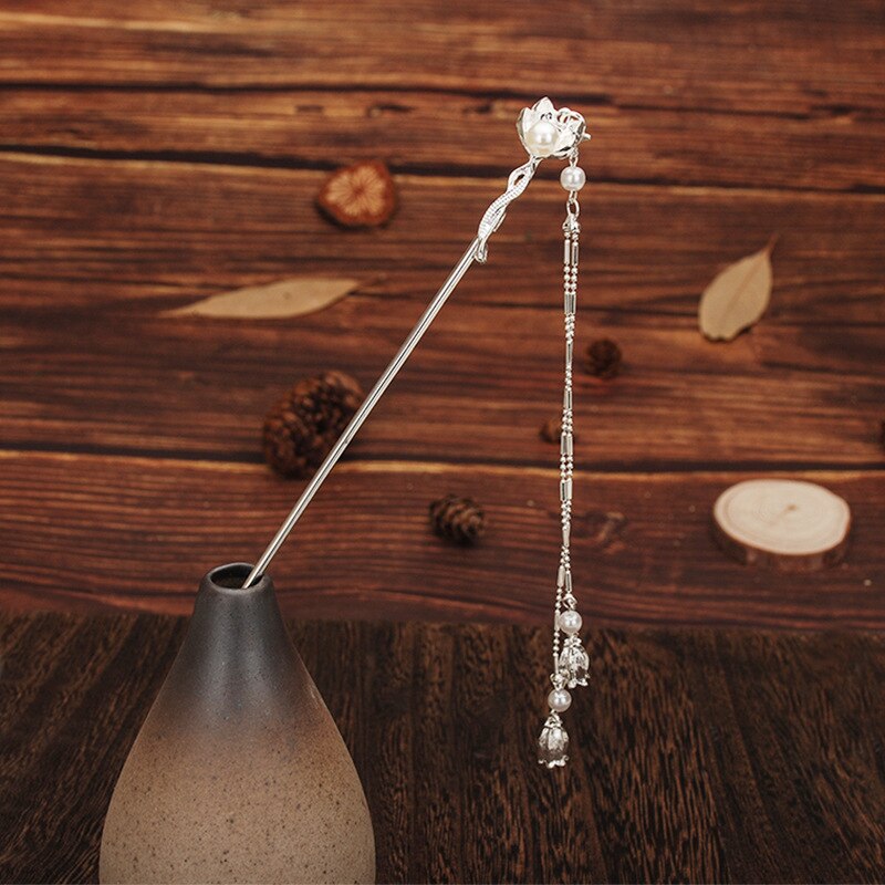 Acessórios de cabelo chineses, grampos de cabelo de metal hanfu, presilhas de cabelo com borla, grampo de balanço antigo, ornamentos para cabeça: DC1