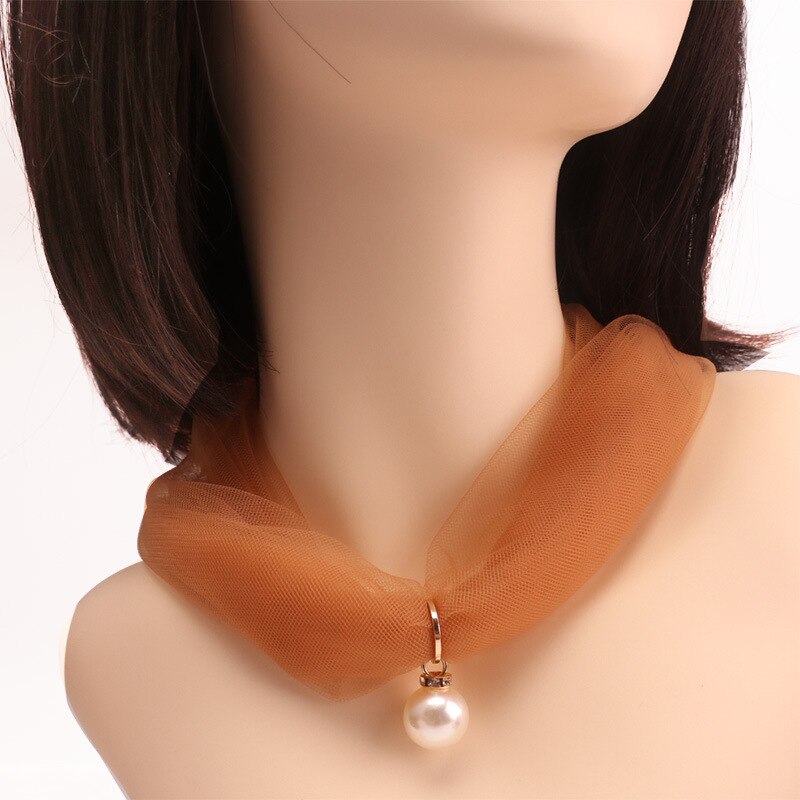 Kasure femmes mince Organza collier écharpe étroite longue cou foulards soie couleur bonbon Transparent en mousseline de soie bandeau ondulé cravate: 6