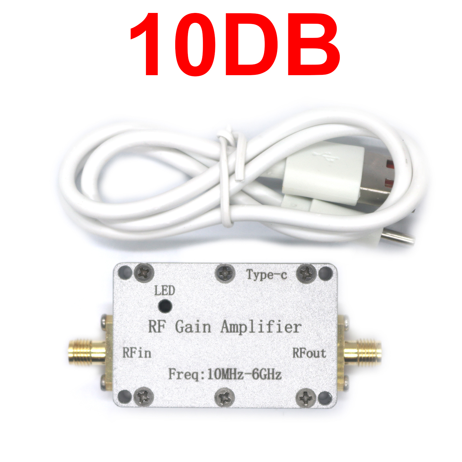 LNA 10mhz - 6ghz amplificador de ganancia de radiofrecuencia 10db 20db 30db 40db 50db amplificador de potencia de radiofrecuencia de alta planitud conduce transceptor de radio: Marrón