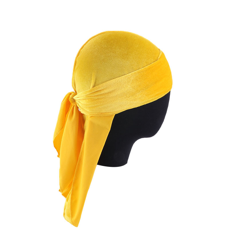 Unisex Velvet Durags Bandana Turban Hat Men Women Breathable Warm Long Tail Doo Rag Durags Pirate Hat Hip Hop Headband