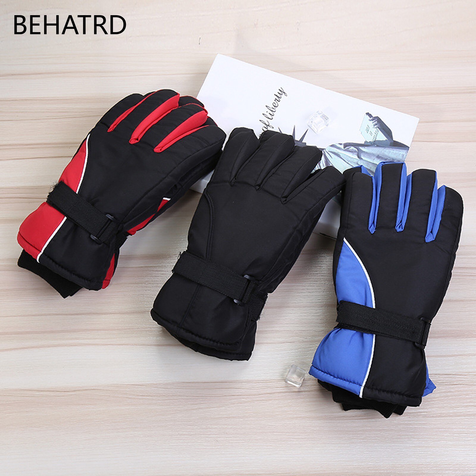 Épais tricoté paume Ski gants hiver neige sports de plein air femmes hommes motoneige moto coupe-vent imperméable Snowboard #2