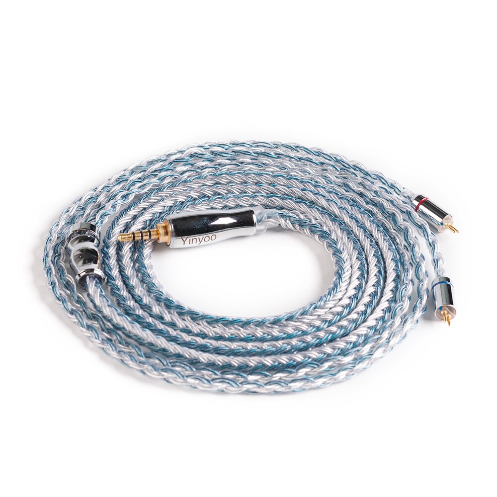Yinyoo Headphone Cable - 1.2m - 16 Core Silver Plated - MMCX/2pin/QDC/TFZ Connector - 2.5/3.5/4.4mm Plug