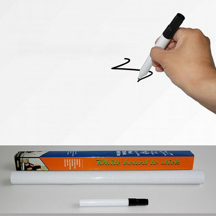SOSW-Peel and Stick Whiteboard PVC Sticker Free Marker Pen 45cmx200cm