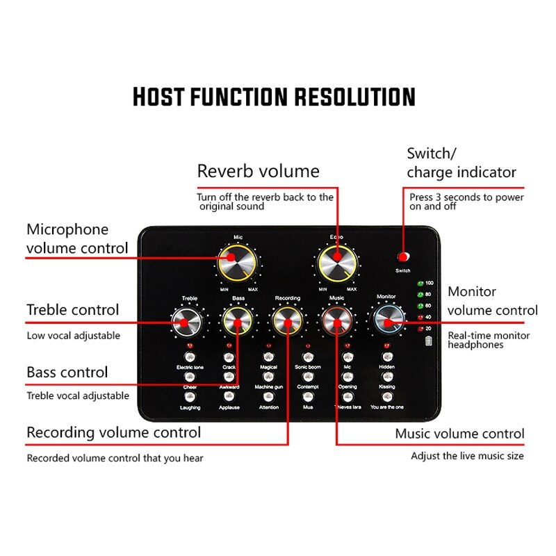 V10 Separate Sound Card Mobile Phone Computer Karaoke Anchor Live Broadcast Device Supports Headset