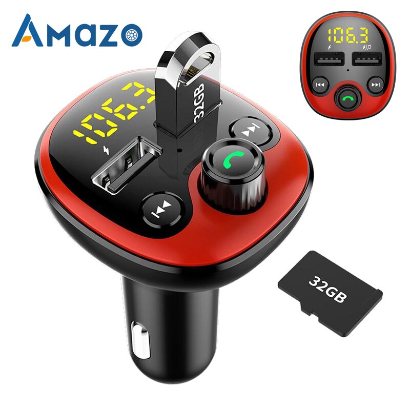 Bluetooth 5,0 transmisor de FM del coche pantalla LED inalámbrico MP3 jugador transmisor Kit de manos libres para coche 5V/3.1A puertos USB duales cargador de coche