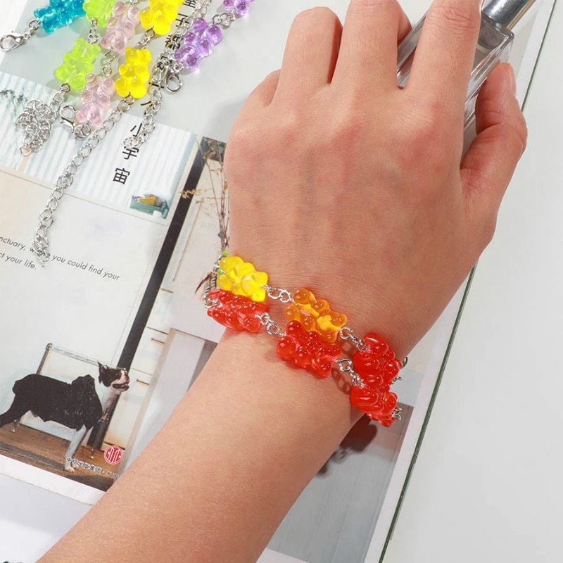 Cute Rainbow Candy Color Gummy Bear Women Girls Gummy Bear Bracelet Bracelet Jewelry Bracelet