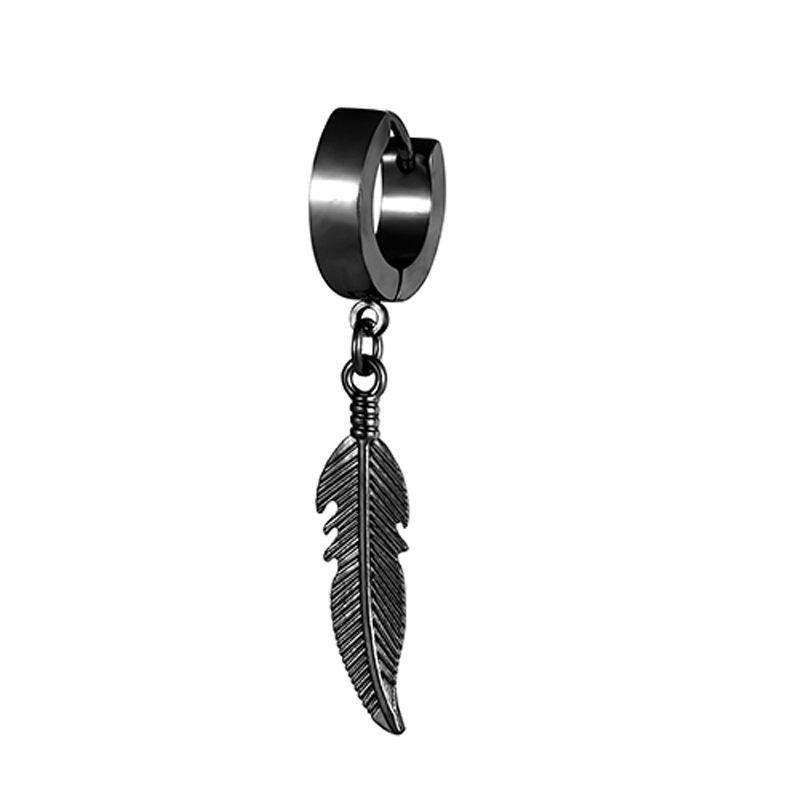 Pendientes de acero inoxidable para hombre y mujer, aretes con colgante de pluma Simple, accesorios de joyería con personalidad, 1 unidad: Color dorado