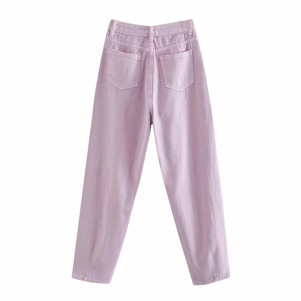 Jenny &amp; Dave Boyfriend Jeans Vintage Lichtgroen Effen Losse Mom Jeans Vrouw Hoge Taille Jeans Geplooide Raap Denim Broek voor Vrouwen