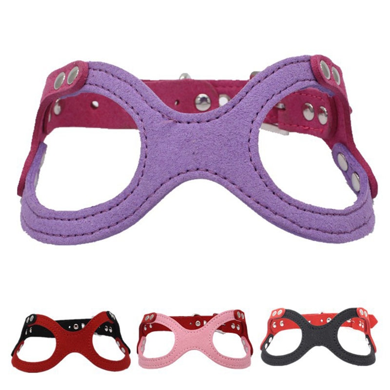 Small Pet Dog Harness Soft Suede Leather for Puppies Yorkie Teddy Pup Puppy Adjustable Chest Harness For Dogs Supplies PC608