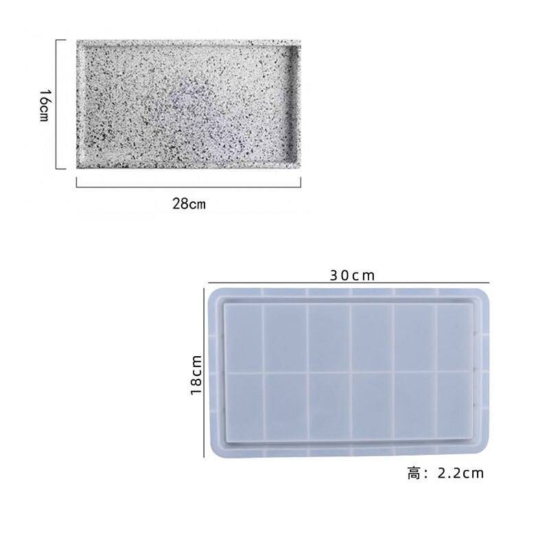 Silicone Kitchen tray Mold Rectangle Tray Mold Base Tray Silicone Mold Terrazzo Round Plate Concrete Epoxy Clay Plaster Mold: mottled