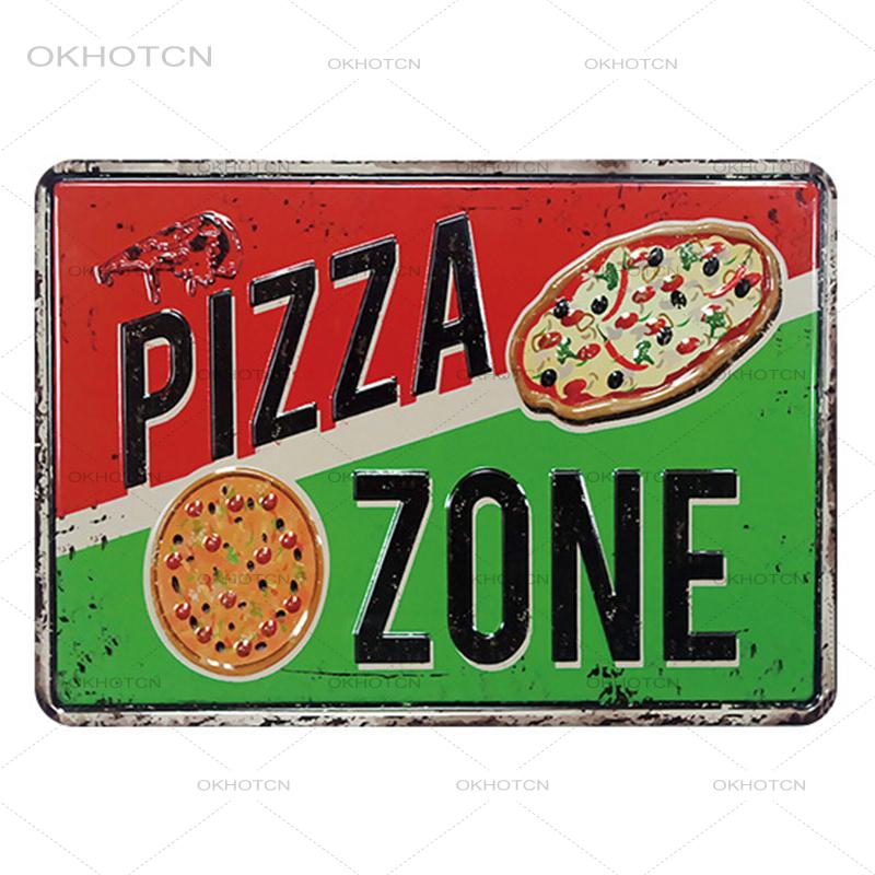 Pizza kyltti pizza ravintola ravintola retro peltimaalaus vintage metallikuva seinäkoristelu amerikkalainen minimalistinen tyyli