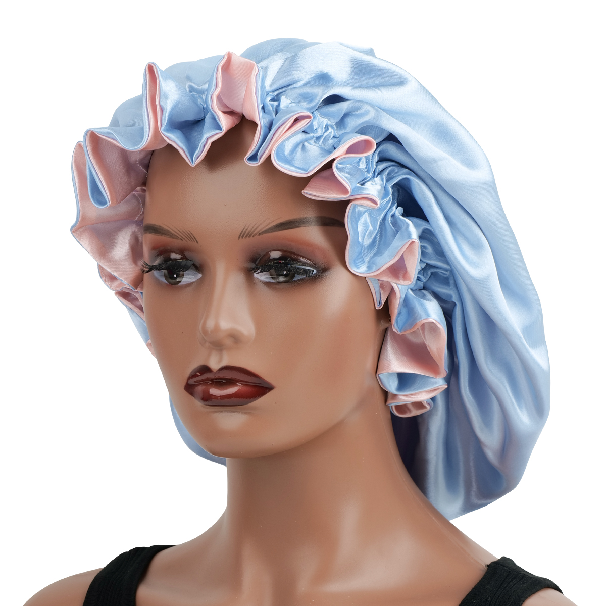 Gorro de cabelo de renda reversível de camada dupla para mulheres e homens | Boné noturno respirável para dormir, proteção para cabelos cacheados: Prateado