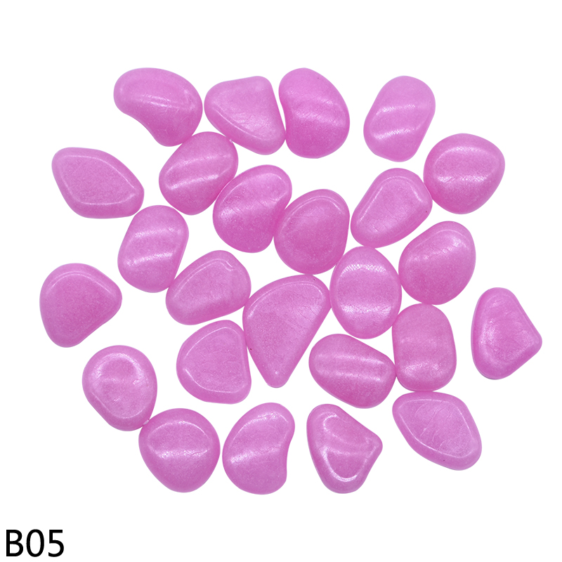 25/50pcs Resin Glow In The Dark Stones Glow Rocks DIY Walkway Home Garden Decoration Garden Pebbles Glow Stones Luminous Stones: 25pcs / B05-rose red glow