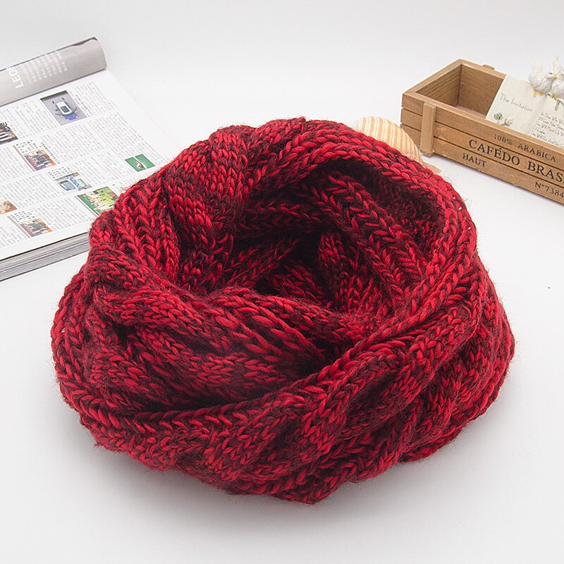 Snood Scarf Thick Knitted Winter Warm Women Ring Scarf Unisex Color Matching Soft Neck Loop Scarfs Circle Top: color12