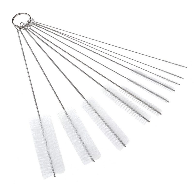 10Pcs/lot Baby Bottle Brush Straw Cleaning Brush Stainless Steel Feeding Bottle Wash Drinking Straw Baby Bottle Brushes Cleaner: White