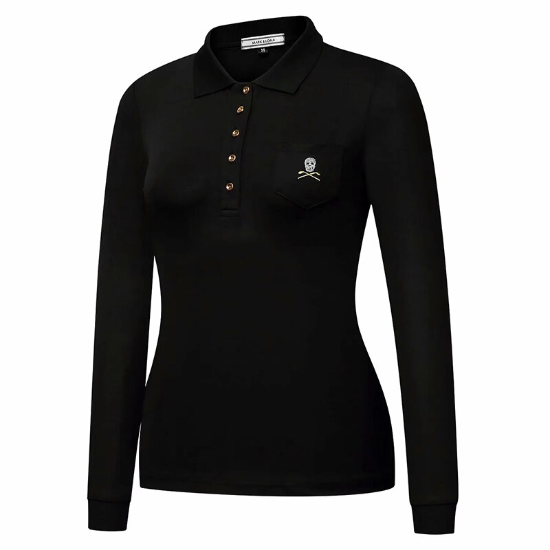 Golf Apparel Women's Autumn Long Sleeve Slim Stretch Golf Top Size S-XL: Black / M