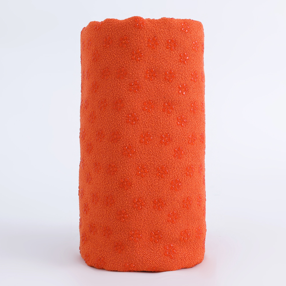 Yogahåndklæder og krydrede yogamåttehåndklæder med gribepunkter, der absorberer sved og forhindrer glidning, velegnet til yoga, pi: Orange