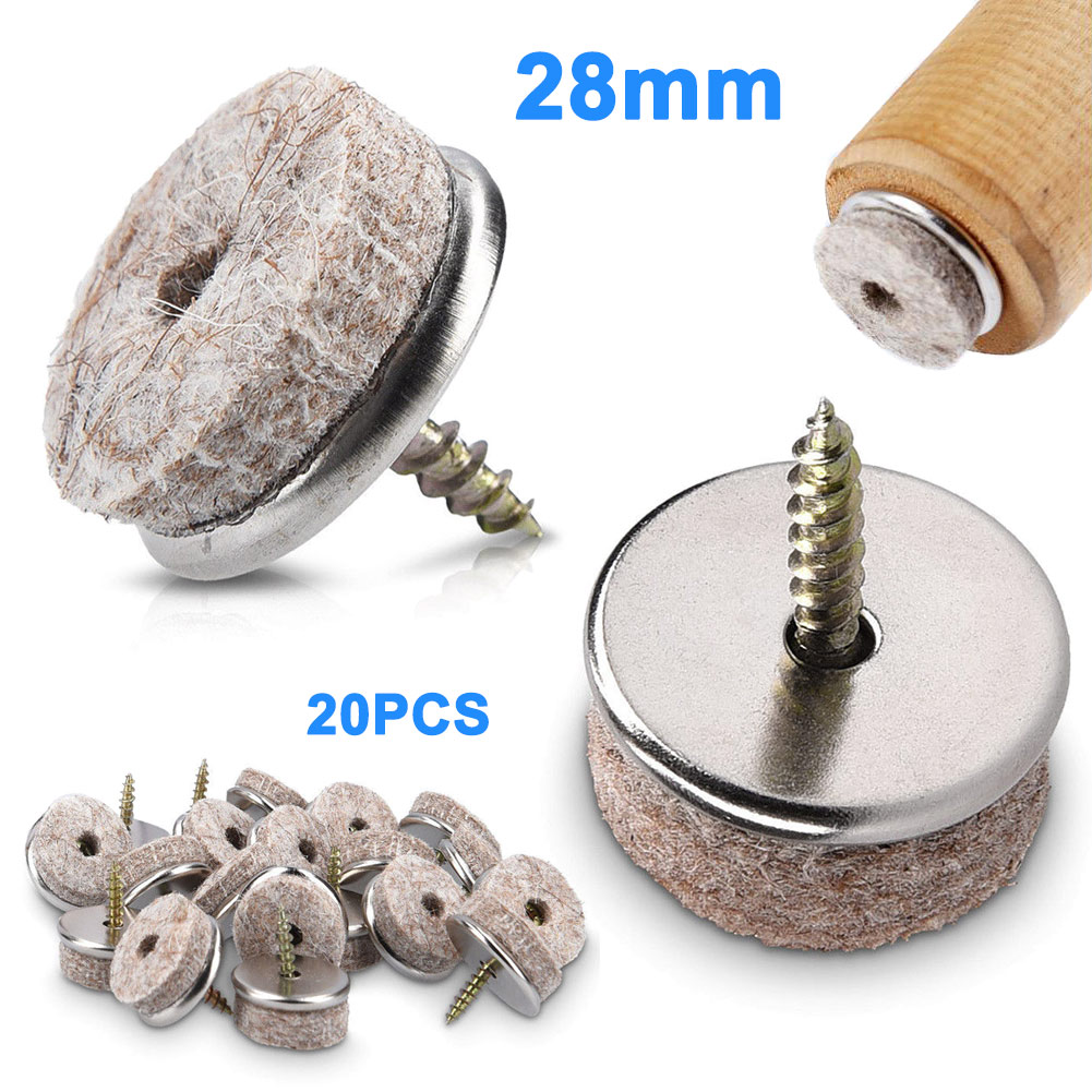 20 Meubels Anti-Slip Slijtvaste Vilt Slideway Met Schroef Stoel Vloer Bescherming Meubels Cup Meubels hardware: 28MM