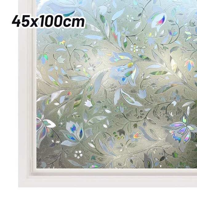 1*pvc Glass Sticker Tulip Flower 3D Static Cling Decorative Privacy Etched Glass Window Film Vinyl Newly: 45x100cm
