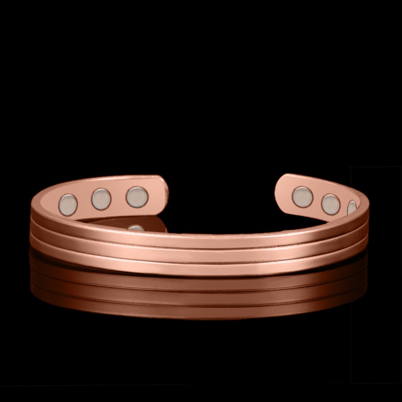 CUTEECO Health Women Bracelet Retro Flower Pattern Three Rows Magnetic Copper Bracelets For Men Women Jewelry