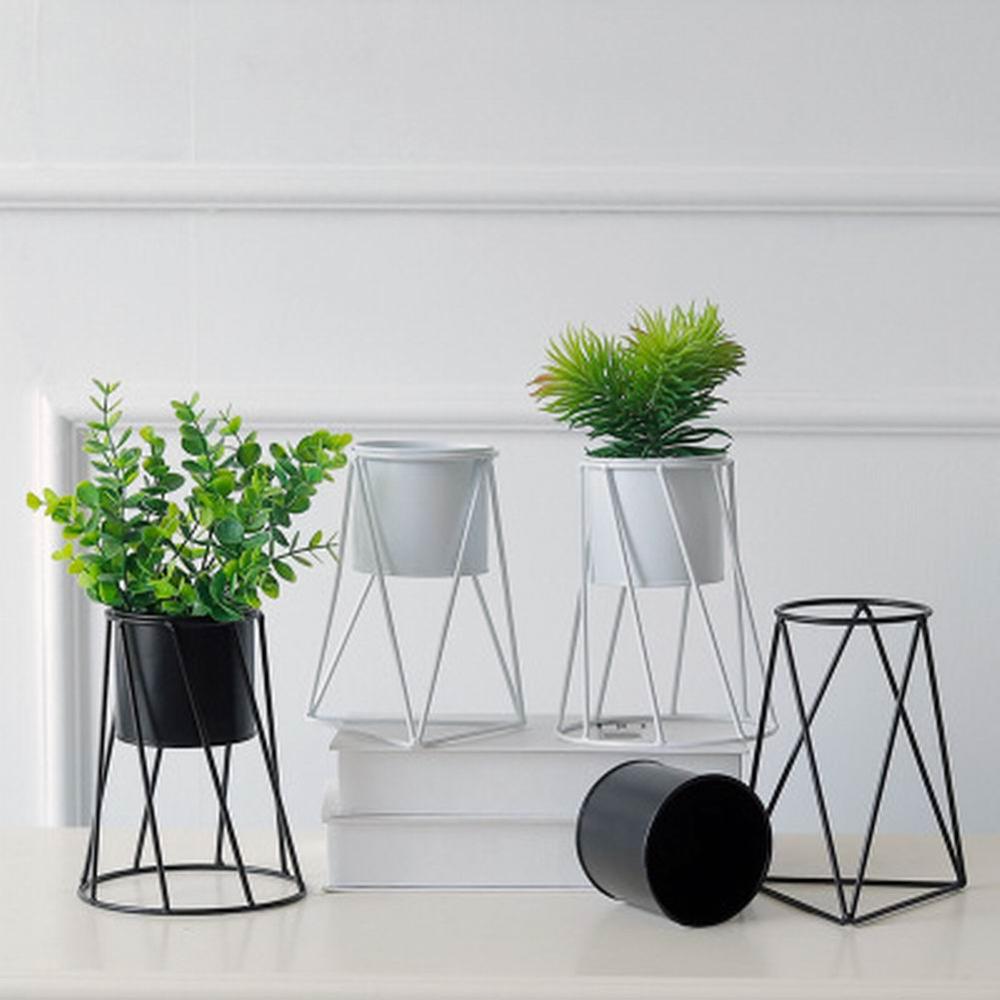 Flower Pot Holder Geometric Metal Durable Indoor Garden Plant Holder Display Planter Iron Flower Stand Gardening Supplies Stand