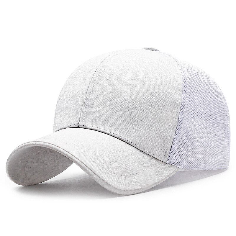 Camouflage baseball kasket forår og efterår udendørs fritid enkel solhat mænd og kvinder golfhat justerbar snapback kasket: Hvidt net