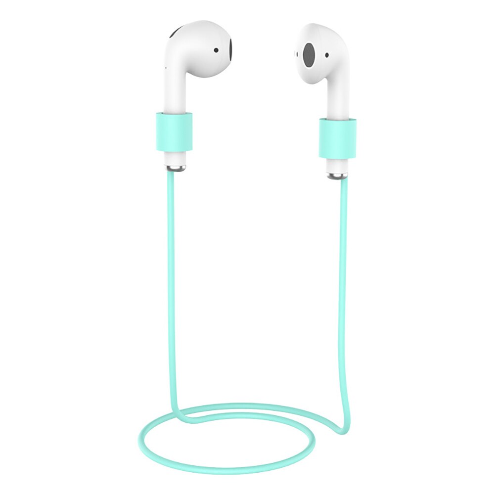 Durable Soft Silicone Neckband Anti-lose Cable Lanyard for Apples Air-Pods Bluetooth Earphones Easy To Install: Green