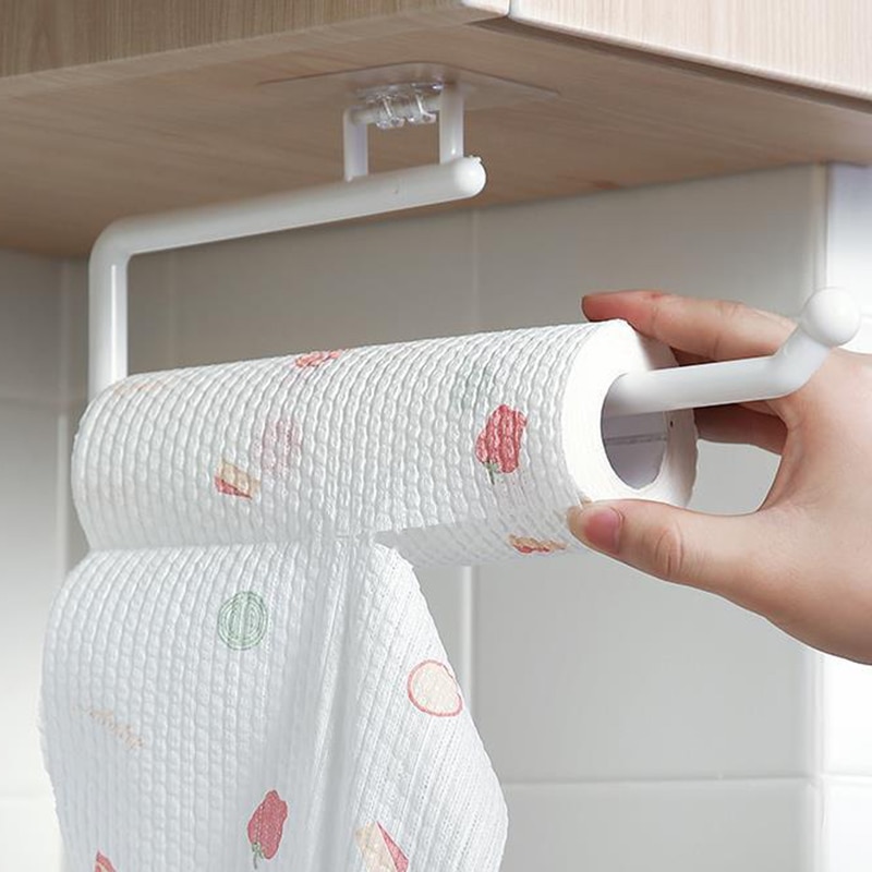 Verstelbare Keuken Papierrolhouder Zelfklevende Keuken Toiletrolhouder Wc Papieren Handdoek Plastic Rek Voor Badkamer Opslag