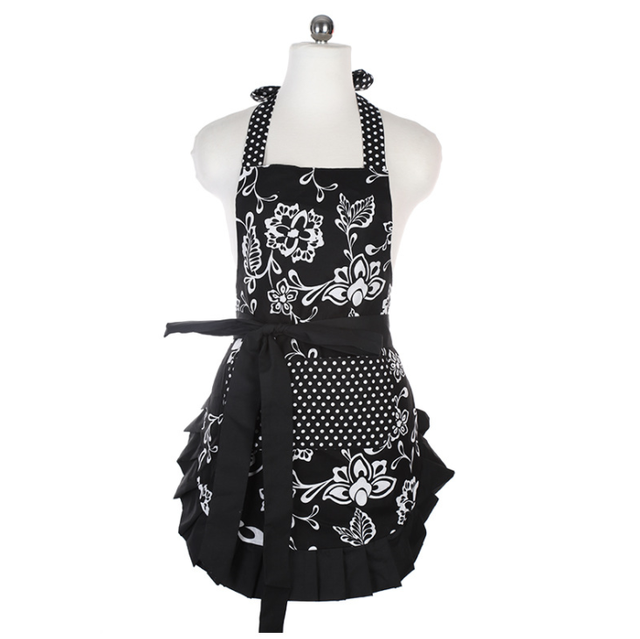 Retro Kitchen Apron Woman Flirty White Apron Frosted Cupcake Striped Polka Dot Ruffled Salon Avental de Cozinha Divertido: (14)