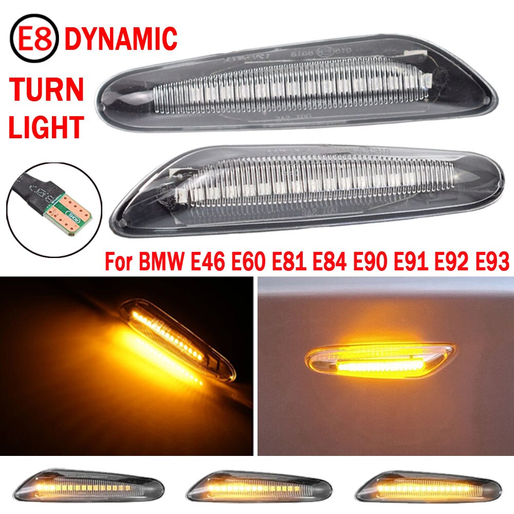 För bmw  e60 e90 e91 e81 e83 e88 e92 e82 e46 dynamisk repeater sidomarkör spegel indikator blinker flödande led blinkers