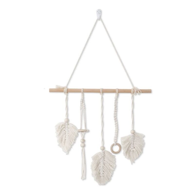 OOTDTY Nordic Hand-woven Cotton Rope Tapestry Macrame Wall Hanging Tassel Pendant Kids Room Decorations