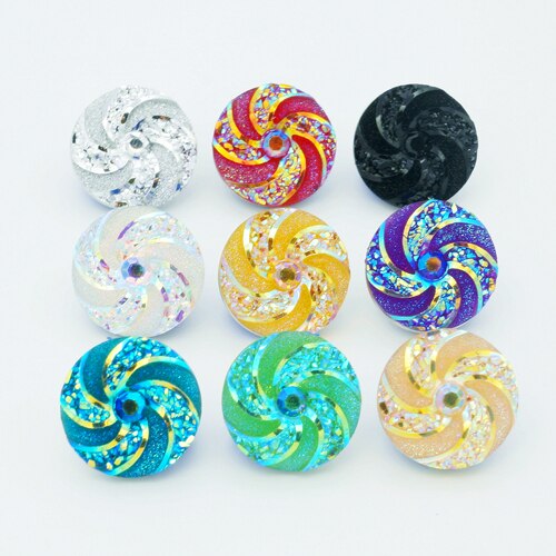 beauty 10pcs mixed Round Resin gloss Rotated style 18MM snap buttons fit snap bracelet snap jewelry NS1003
