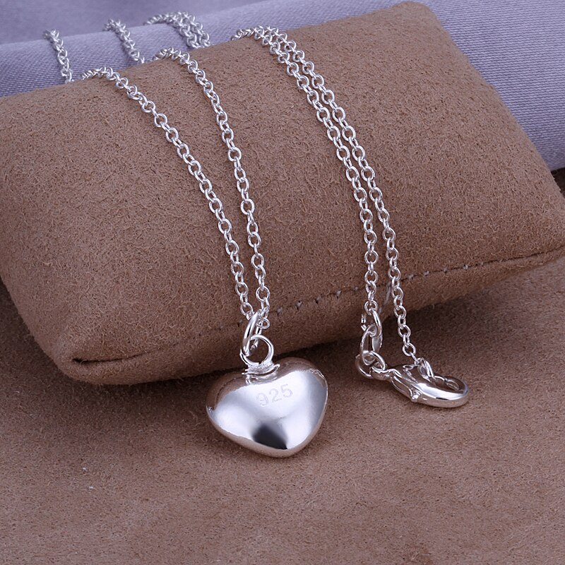 Collar de plata de primera ley con forma de corazón para mujer, Gargantilla, plata esterlina 925, de San Valentín