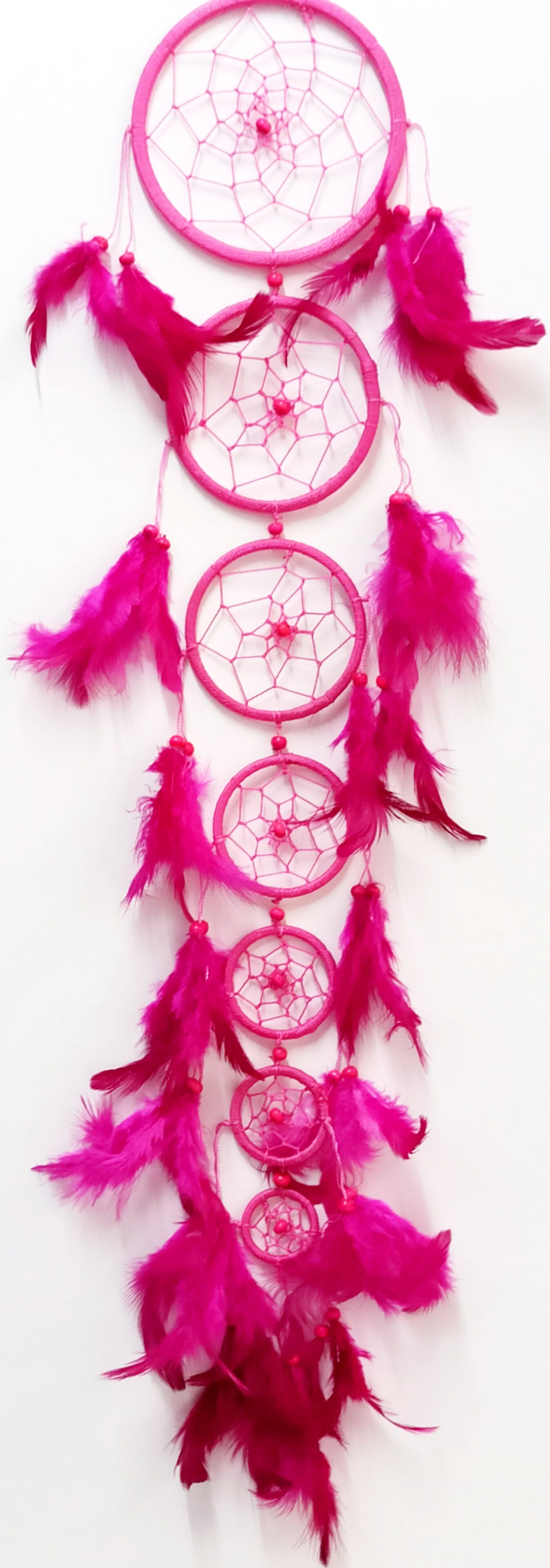 Seven Pink Feathered Door and Wall Ornament